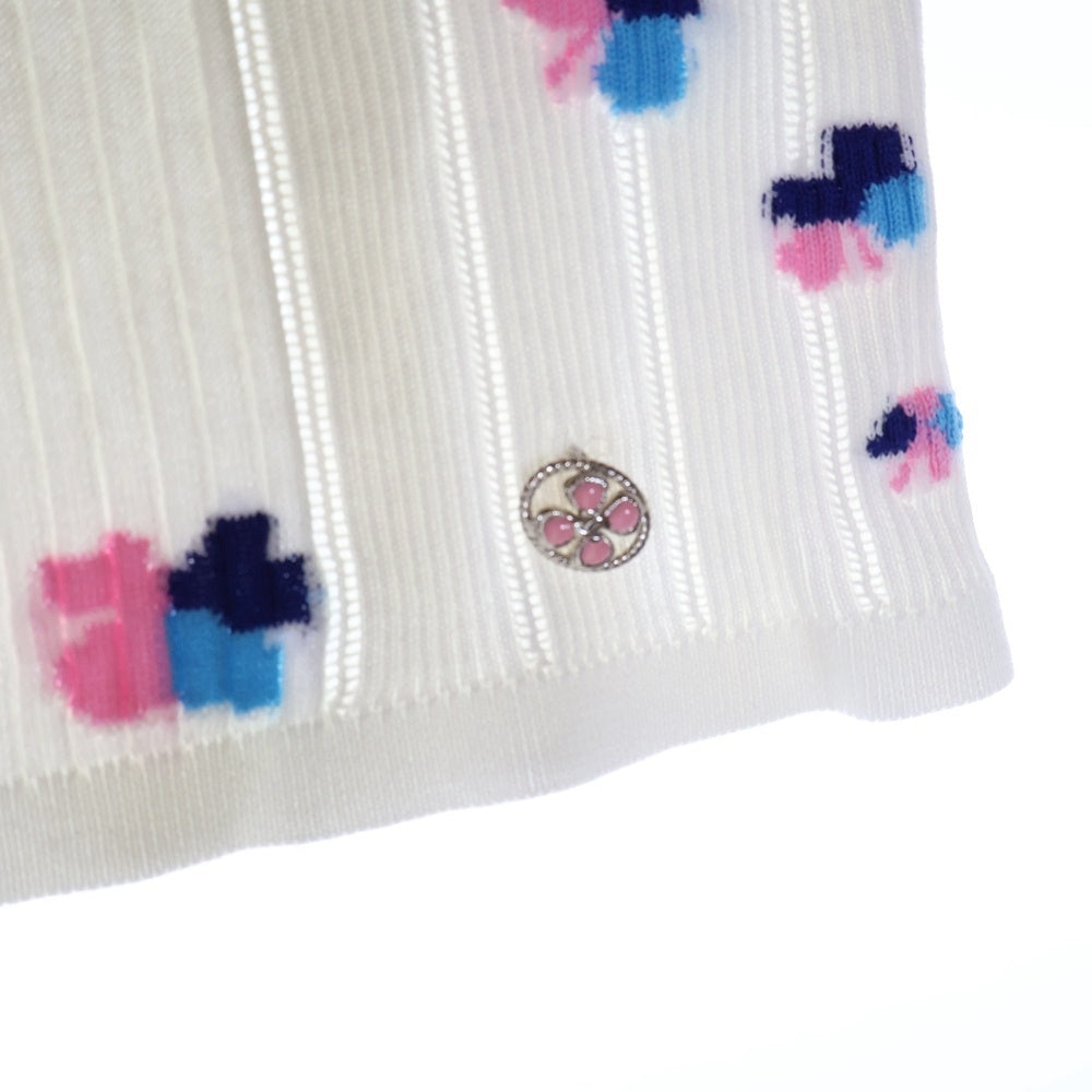 CHANEL(シャネル) ココマーク クローバー ジャガード ノースリーブ リブニット タンクトップ ホワイト レディース P76926K11095