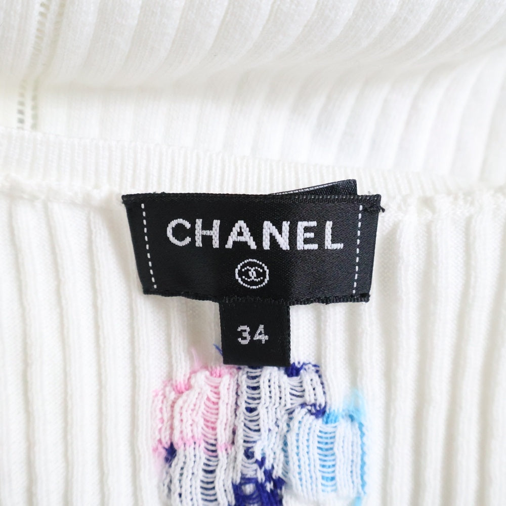 CHANEL(シャネル) ココマーク クローバー ジャガード ノースリーブ リブニット タンクトップ ホワイト レディース P76926K11095
