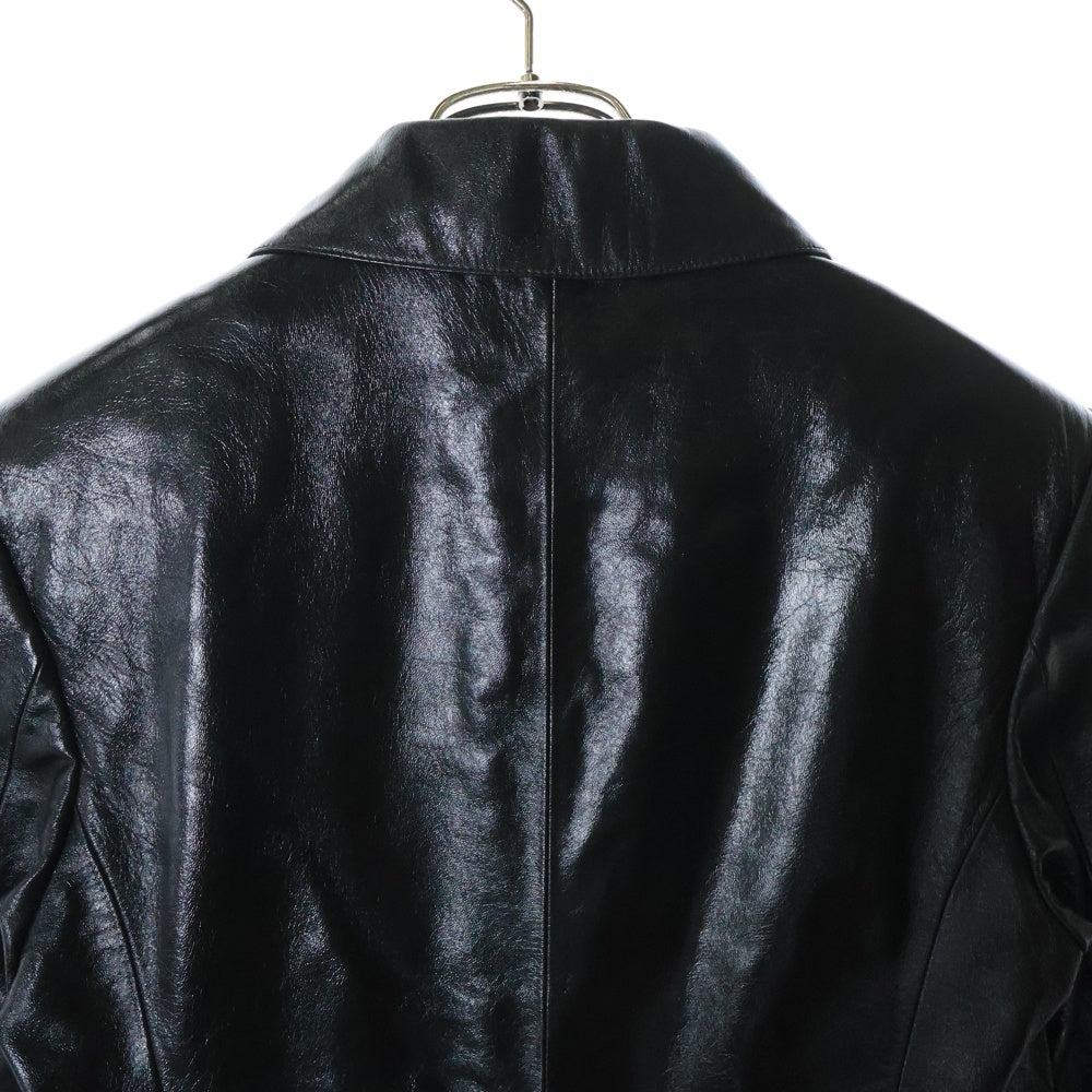 Chanel シャネル ブラック ラムレザー ジャケット CHANEL シャネル レザー ジャケット ブラック ラムスキン コート