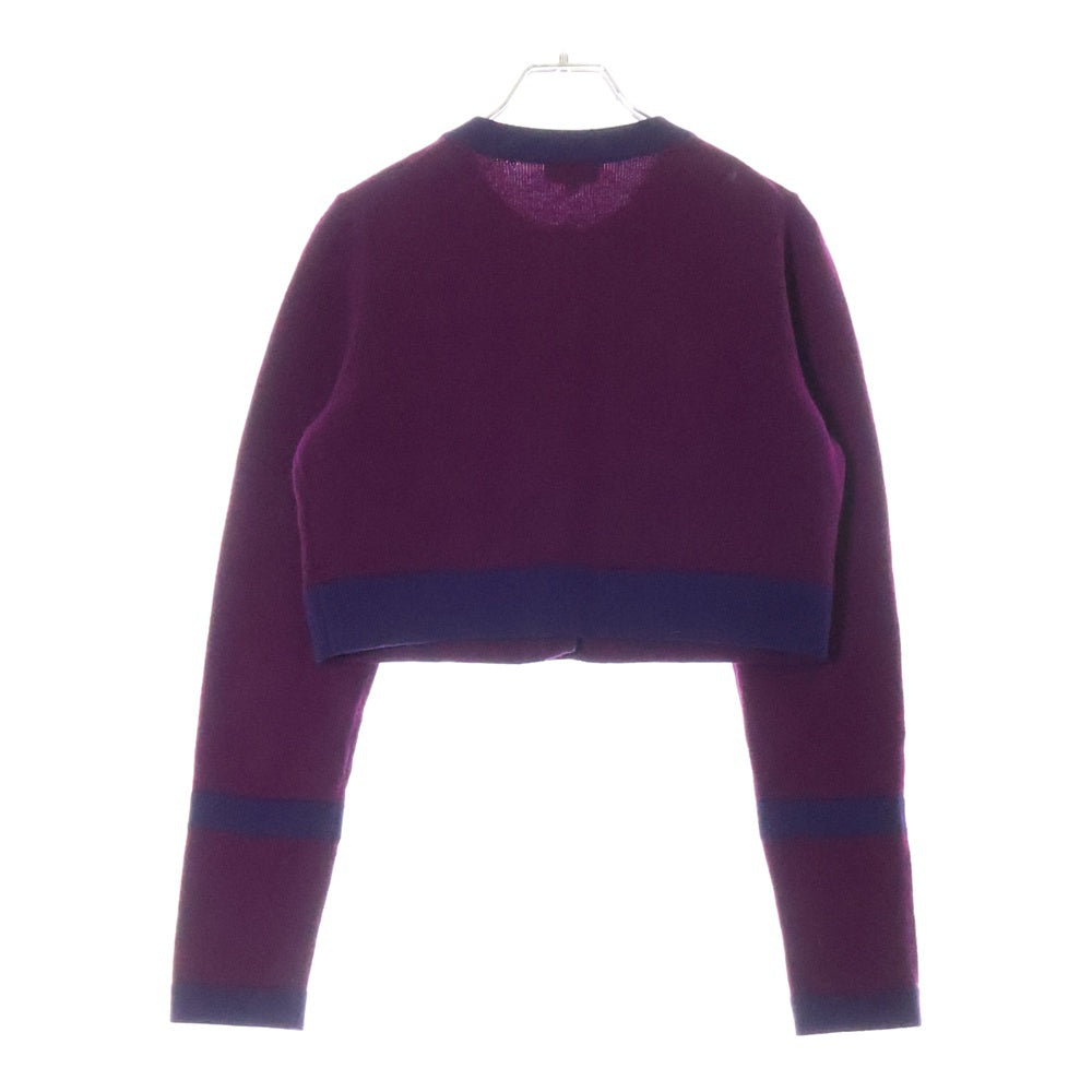 CHANEL(シャネル) ココマークボタン ノーカラー バイカラー カシミヤニット カーディガン パープル レディース P75655K10866