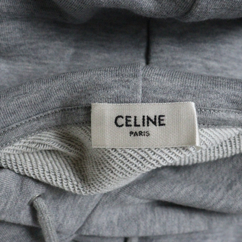 CELINE(セリーヌ) エディ期 トリオンフ ワンポイントロゴ刺繍 プルオーバースウェットパーカー フーディー グレー 2Y377450I