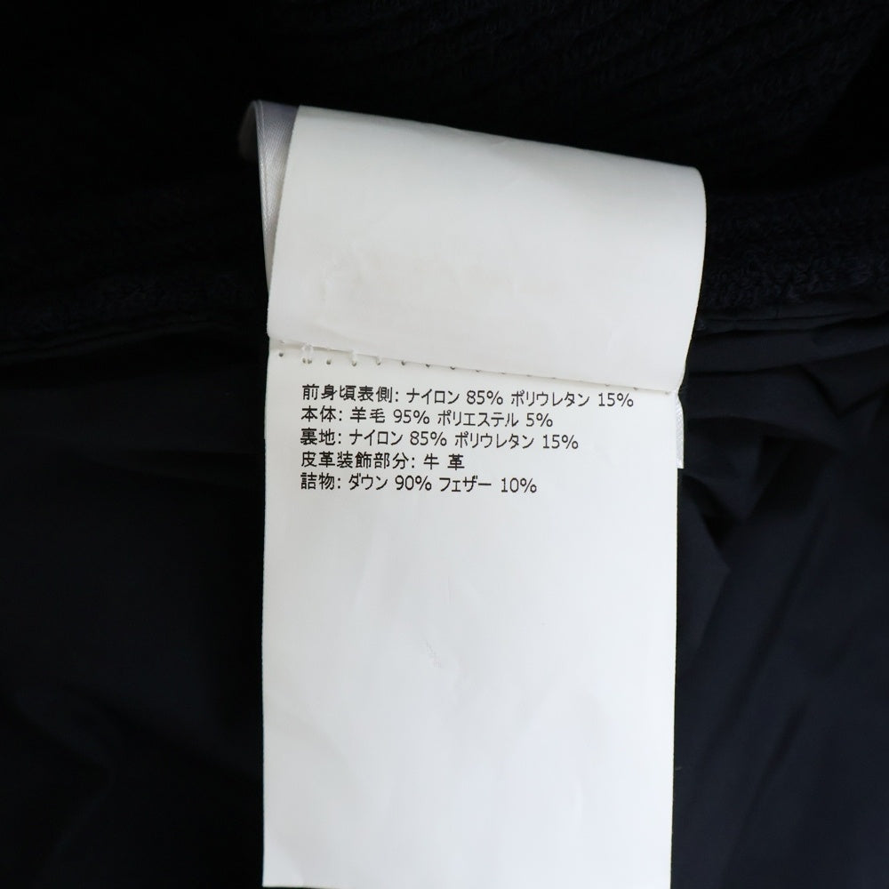 MONCLER(モンクレール) 20AW CARDIGAN TRICOT ニット切り替え レザーワッペンロゴ ジップアップ ダウンジャケット ネイビー F20919851200 A9419