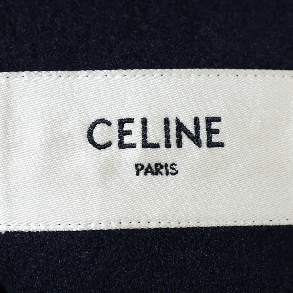 CELINE(セリーヌ) 23AW エディ期 トリオンフボタン リブカラー カシミヤウール ダブルフェイス ピーコート ジャケット ネイビー 2M31B6700