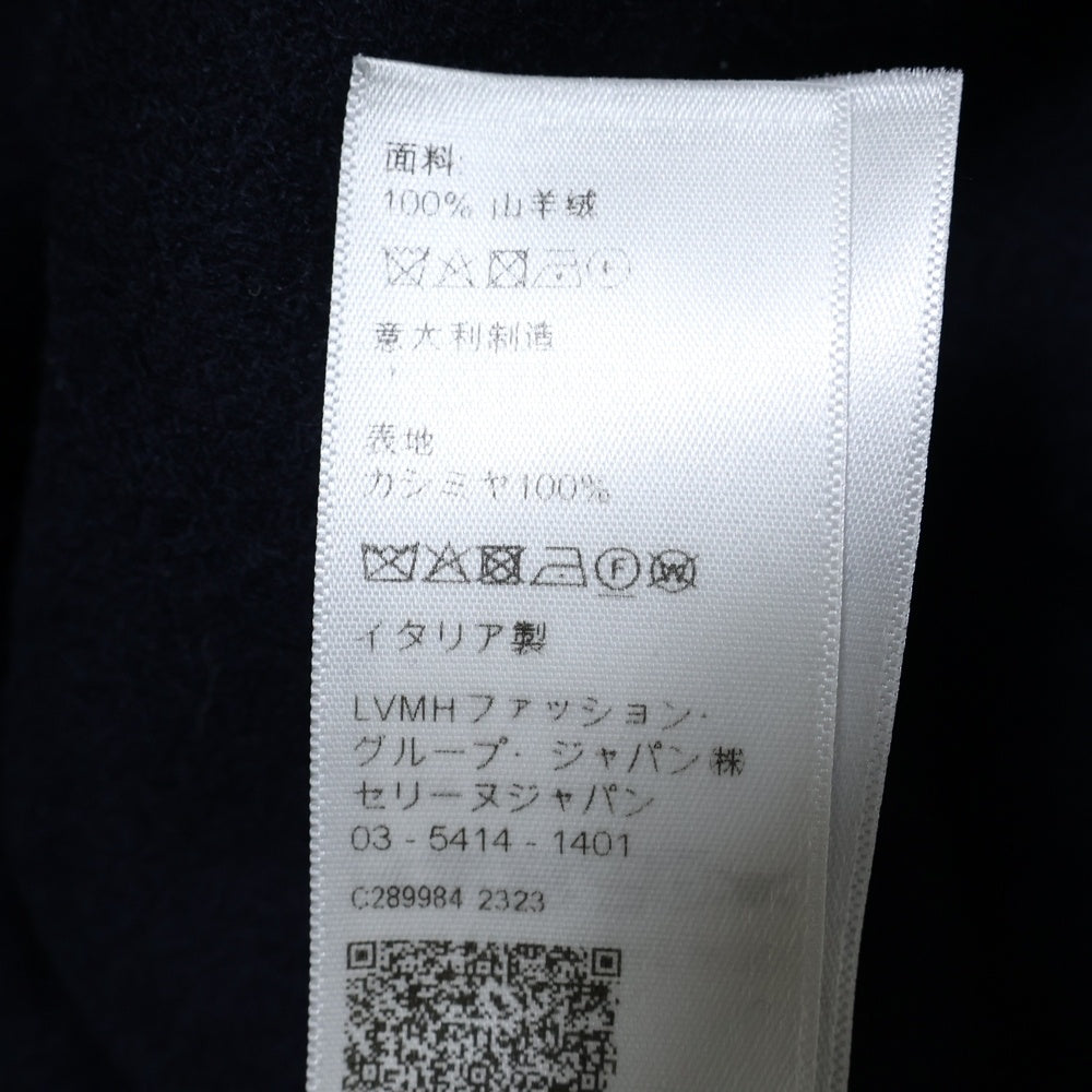 CELINE(セリーヌ) 23AW エディ期 トリオンフボタン リブカラー カシミヤウール ダブルフェイス ピーコート ジャケット ネイビー 2M31B6700
