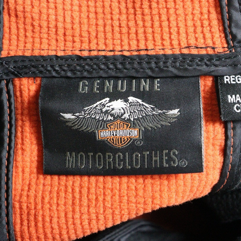 HARLEY DAVIDSON(ハーレーダビッドソン) バーティカル ストライプ バックロゴプリント フーデッド ストレッチ ジップアップ ジャケット ブラック/オレンジ 98408-20VM