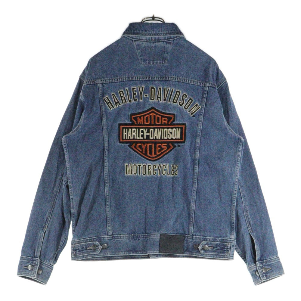 HARLEY DAVIDSON(ハーレーダビッドソン) BAR & SHIELD LOGO DENIM JACKET バー アンド シールド バックロゴ刺繍 デニム トラッカージャケット インディゴ 99040-08VM