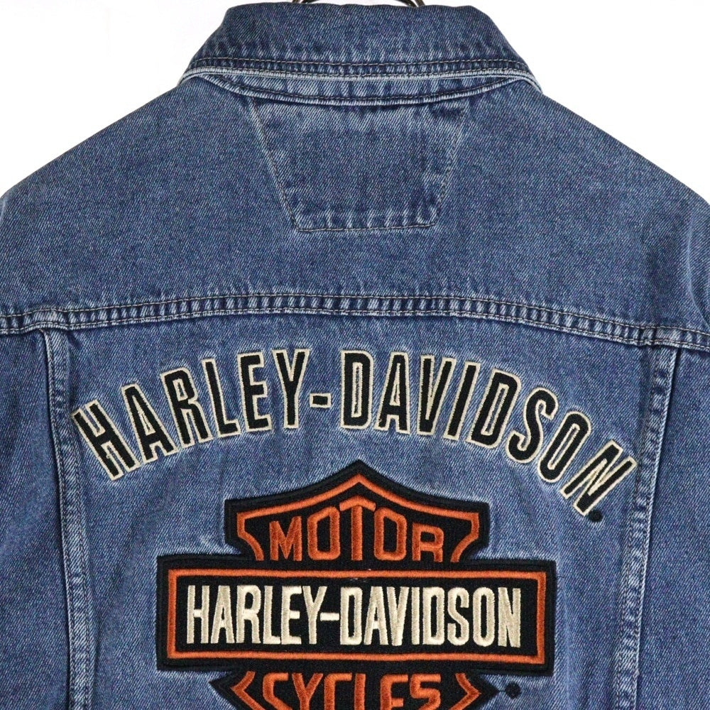 HARLEY DAVIDSON(ハーレーダビッドソン) BAR & SHIELD LOGO DENIM JACKET バー アンド シールド バックロゴ刺繍 デニム トラッカージャケット インディゴ 99040-08VM