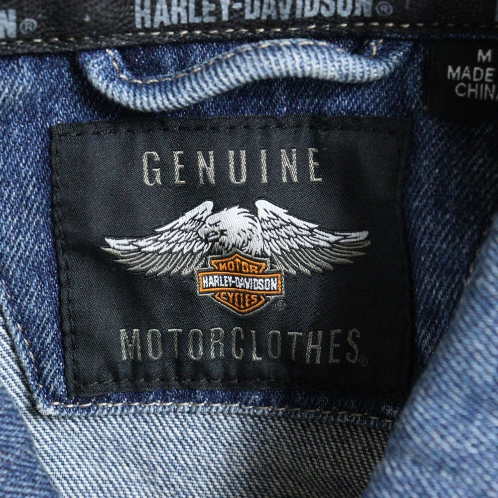 HARLEY DAVIDSON(ハーレーダビッドソン) BAR & SHIELD LOGO DENIM JACKET バー アンド シールド バックロゴ刺繍 デニム トラッカージャケット インディゴ 99040-08VM