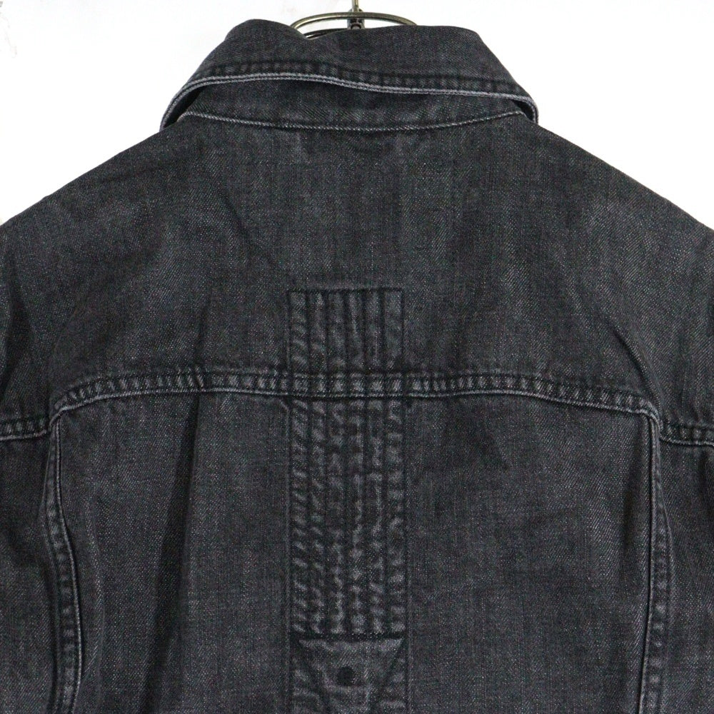 DIESEL(ディーゼル) NHILL-C1-SP1 ウォッシュ加工 ステッチデザイン デニム トラッカージャケット ブラック 0AFAN