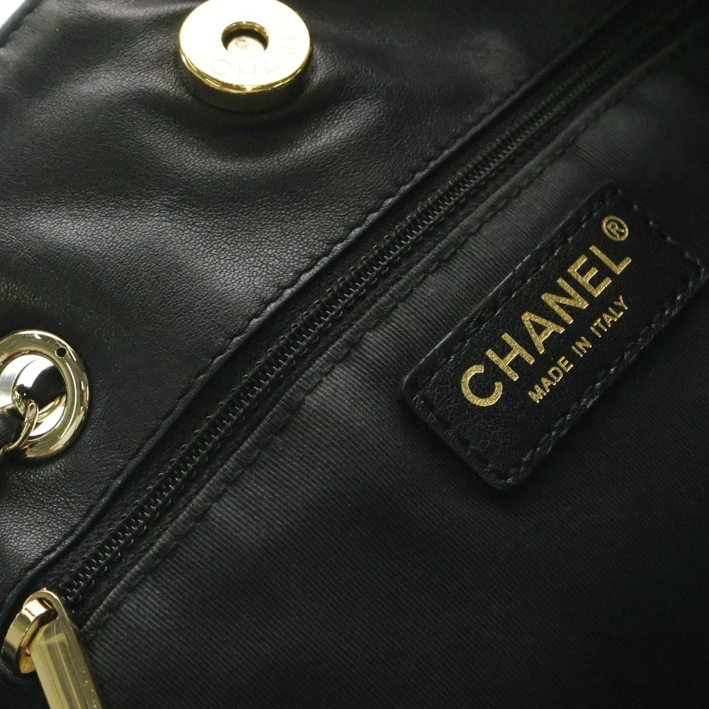 CHANEL シャネル マトラッセ ラムスキン ココマークブラック(中ピンク) CHANEL シャネル マトラッセ Wフラップ チェーンショルダー