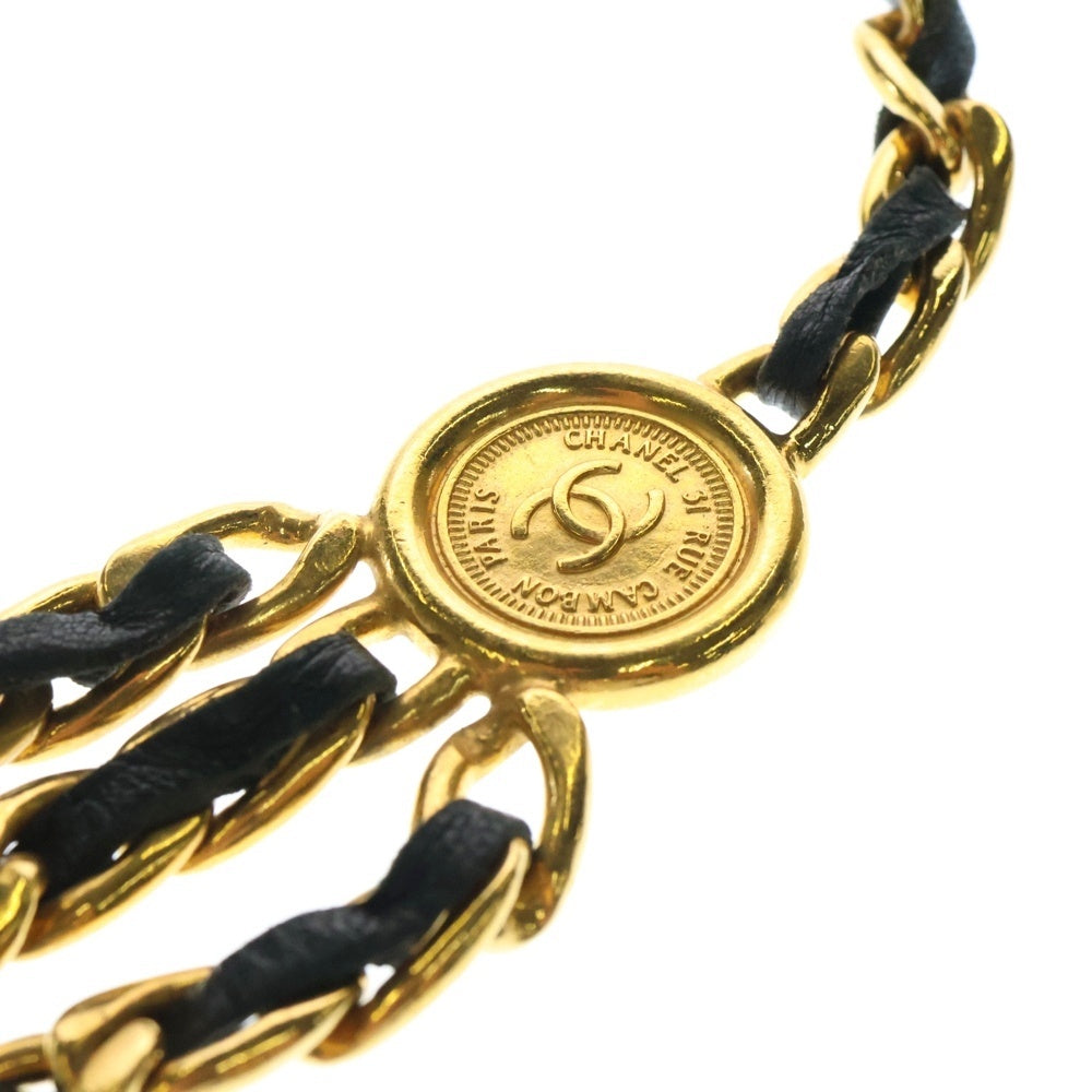 CHANEL(シャネル) チェーンベルト ココマーク 3連 ゴールド GP×レザー ヴィンテージ