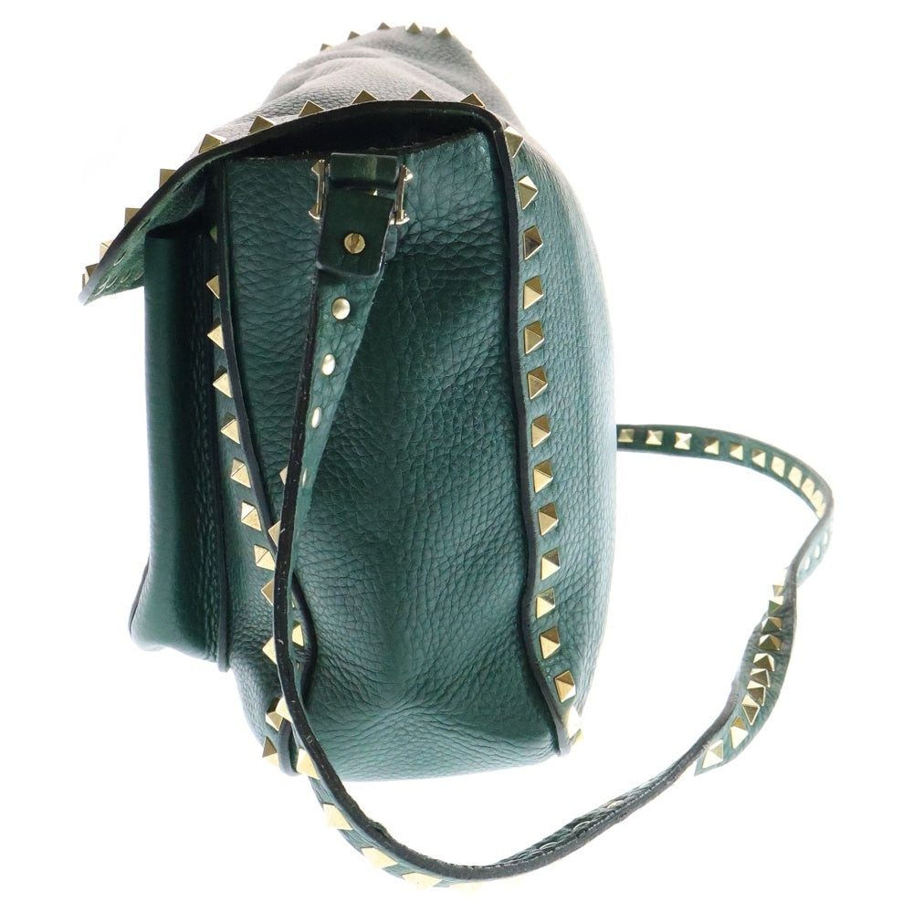 valentino garavan(ヴァレンティノガラヴァーニ) ロックスタッズ チェーンショルダーバック グリーン レザー ゴールド金具