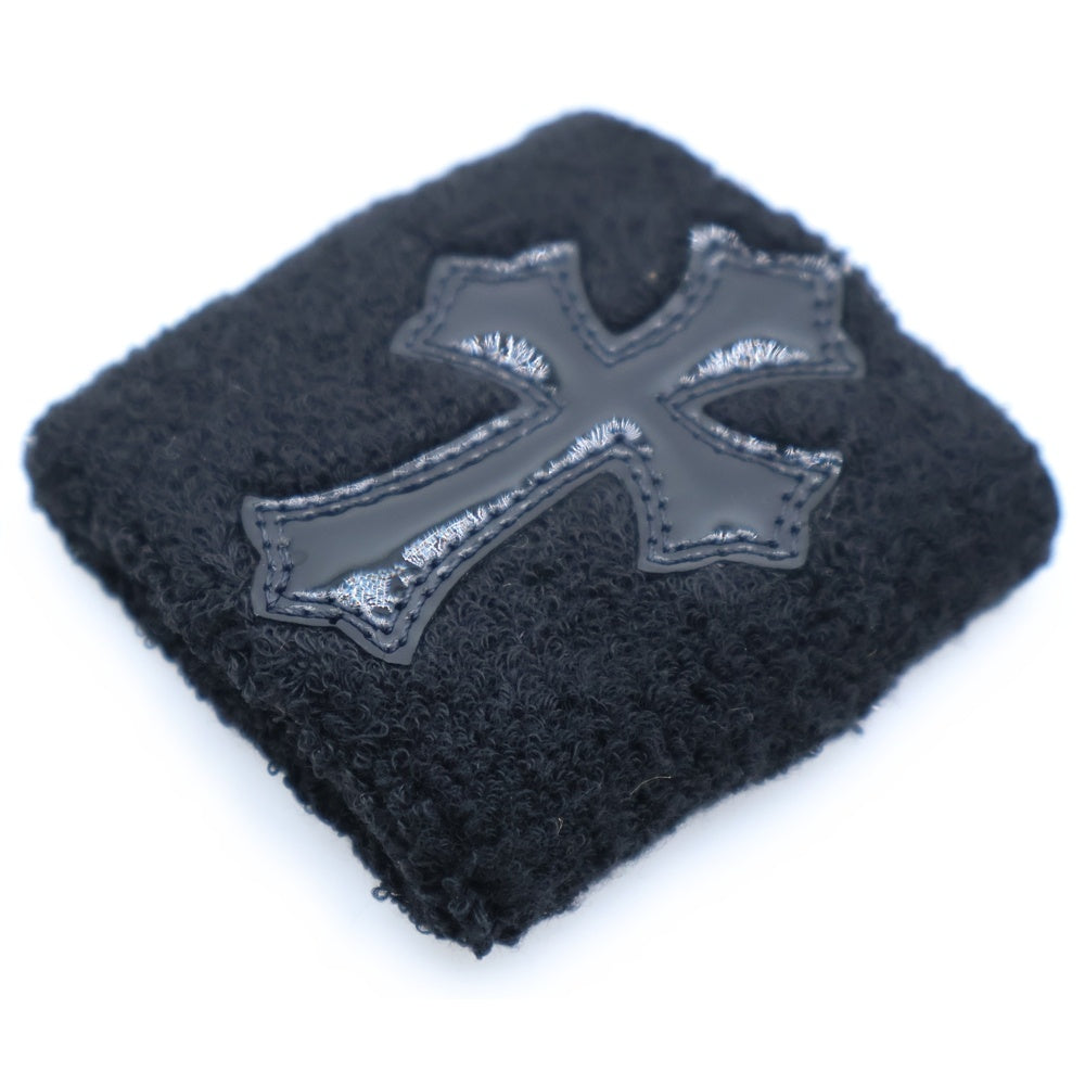 CHROME HEARTS(クロムハーツ) SWEATBAND WRIST エナメル パテントレザー クロスパッチ リストバンド ブラック