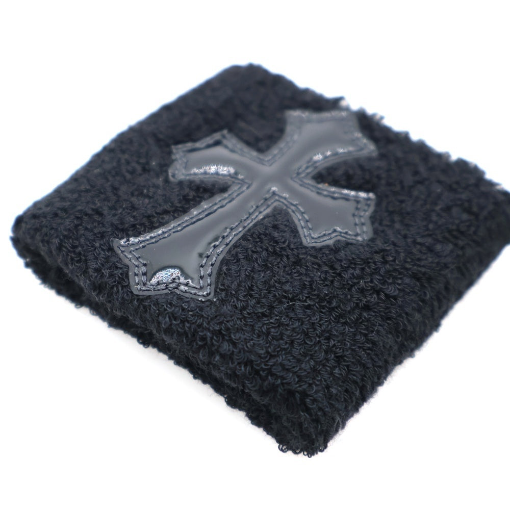 CHROME HEARTS(クロムハーツ) SWEATBAND WRIST エナメル パテントレザー クロスパッチ リストバンド ブラック