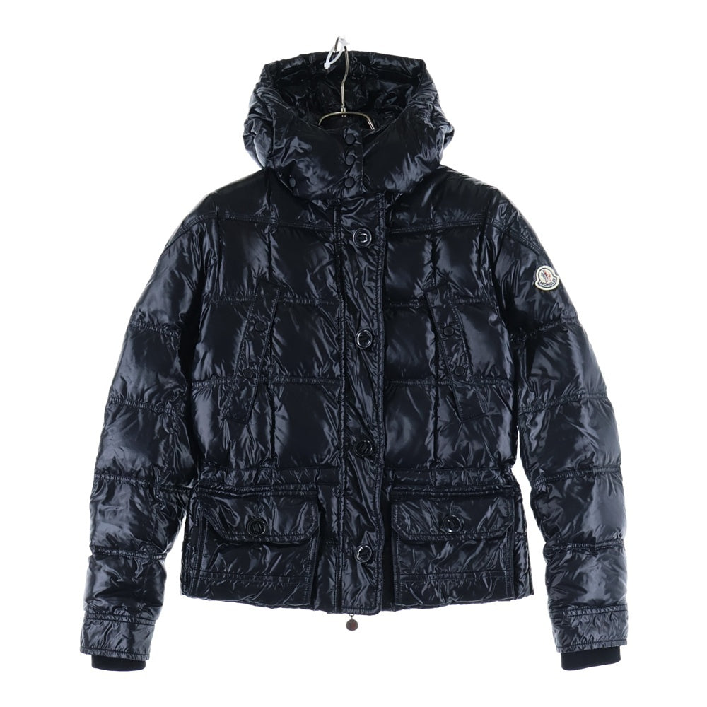 MONCLER(モンクレール) ワッペンロゴ フーデッド ジップアップ ダウンジャケット ブラック レディース 45379/50/68950