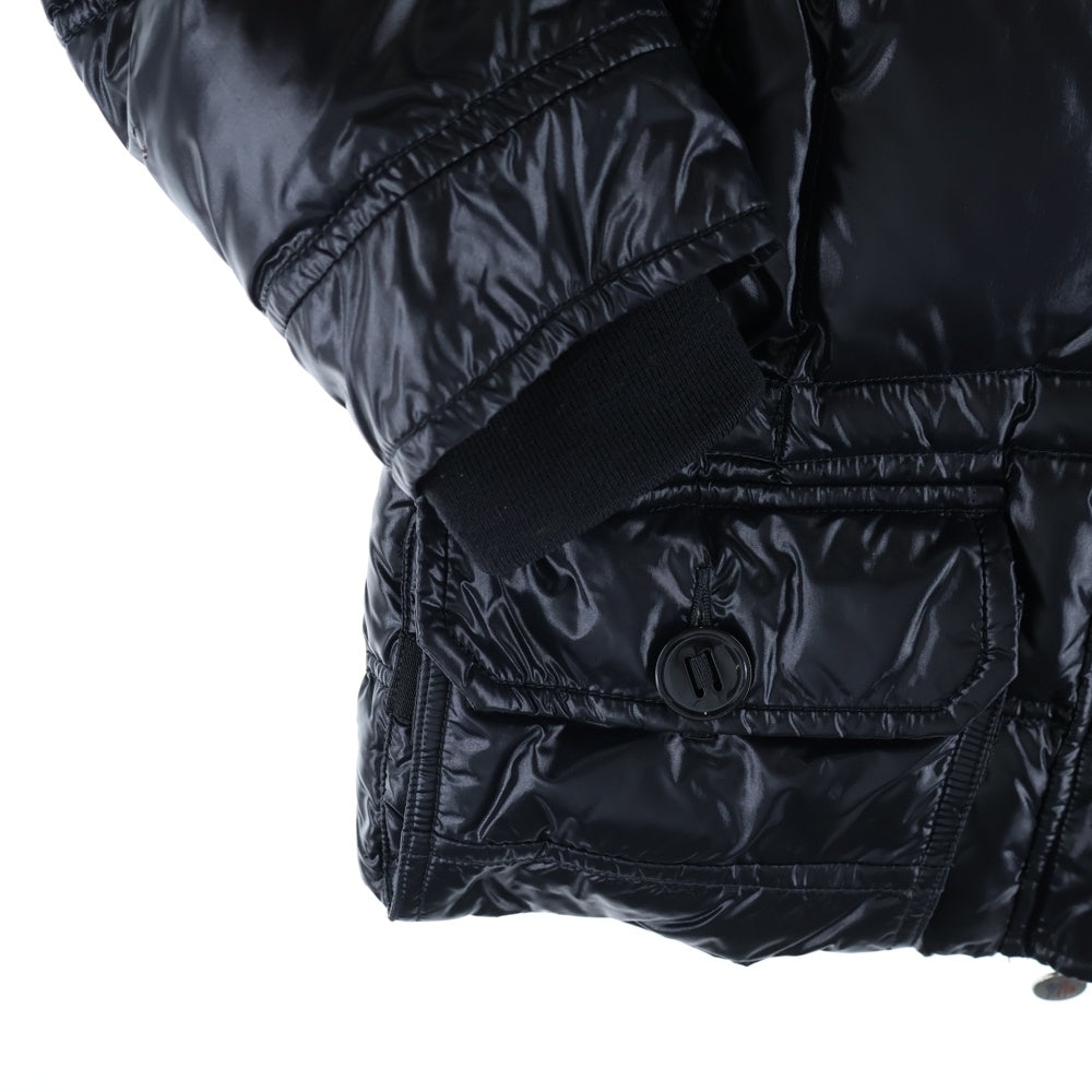MONCLER(モンクレール) ワッペンロゴ フーデッド ジップアップ ダウンジャケット ブラック レディース 45379/50/68950