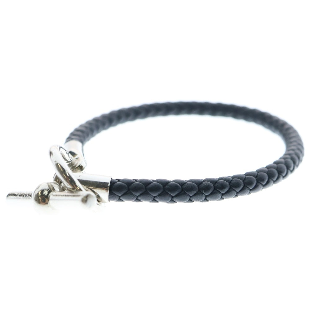 HERMES(エルメス) グレナンH レザー ブレスレット ブラック スイフト シルバー金具