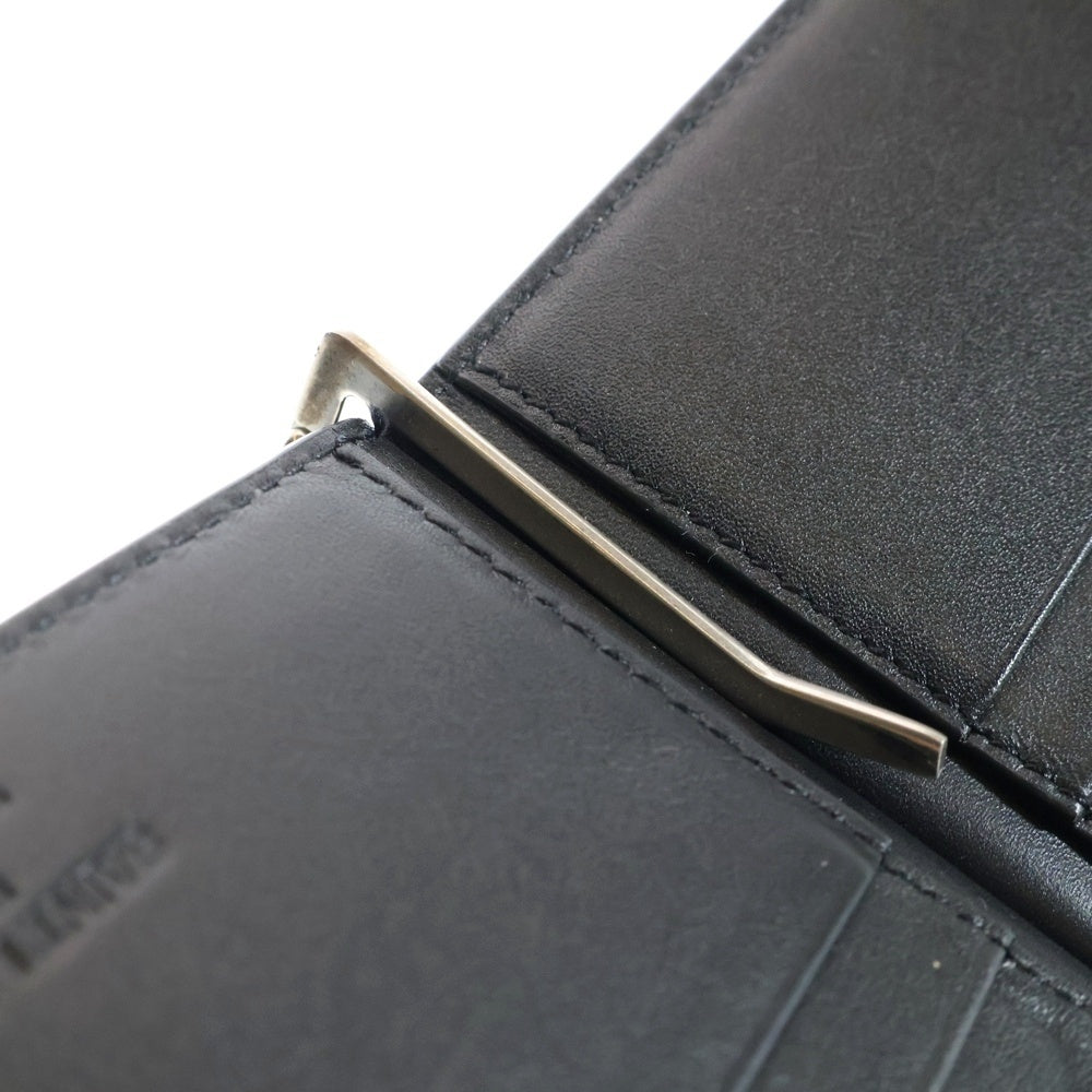 YVES SAINT LAURENT(イヴサンローラン) マネークリップ 二つ折り財布 ウォレット カードケース ブラック シルバー金具 クロコ