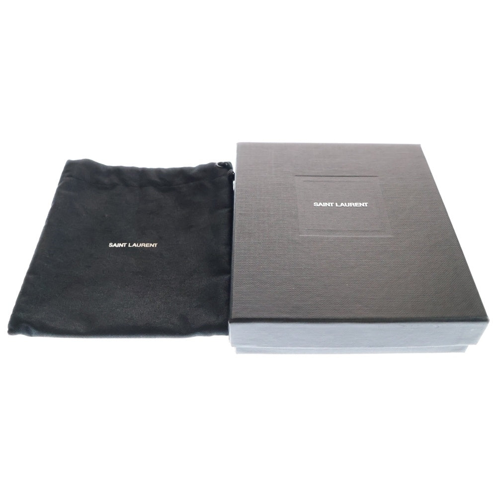 YVES SAINT LAURENT(イヴサンローラン) マネークリップ 二つ折り財布 ウォレット カードケース ブラック シルバー金具 クロコ