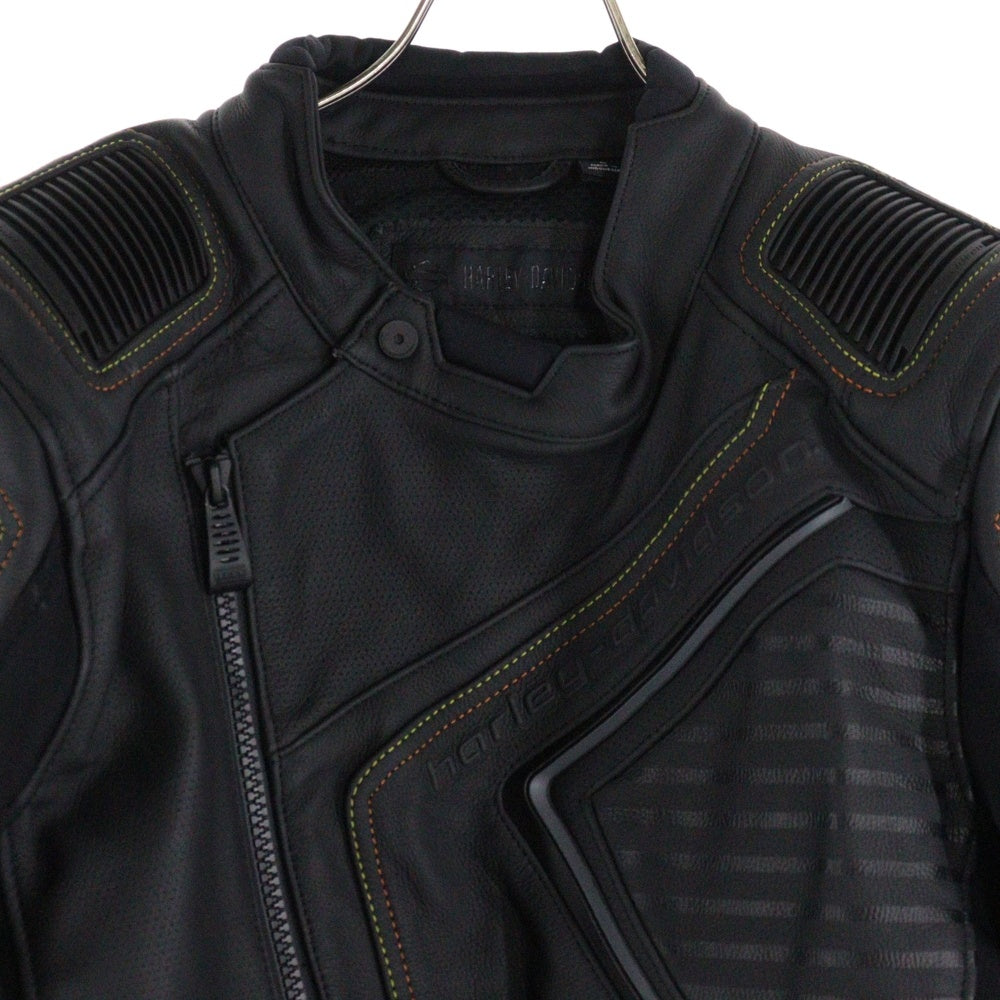 HARLEY DAVIDSON(ハーレーダビッドソン) Watt Leather Jacket ワット バイカー レザー ジップアップ ジャケット ブラック 98002-20VM