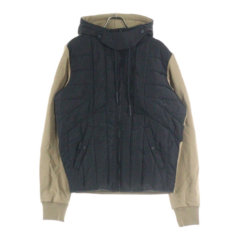 DIESEL(ディーゼル) スウェット切り替え フーデッド ジップアップ 中綿ジャケット ブラック/ベージュ