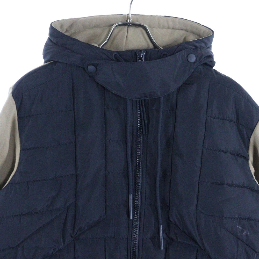 DIESEL(ディーゼル) スウェット切り替え フーデッド ジップアップ 中綿ジャケット ブラック/ベージュ