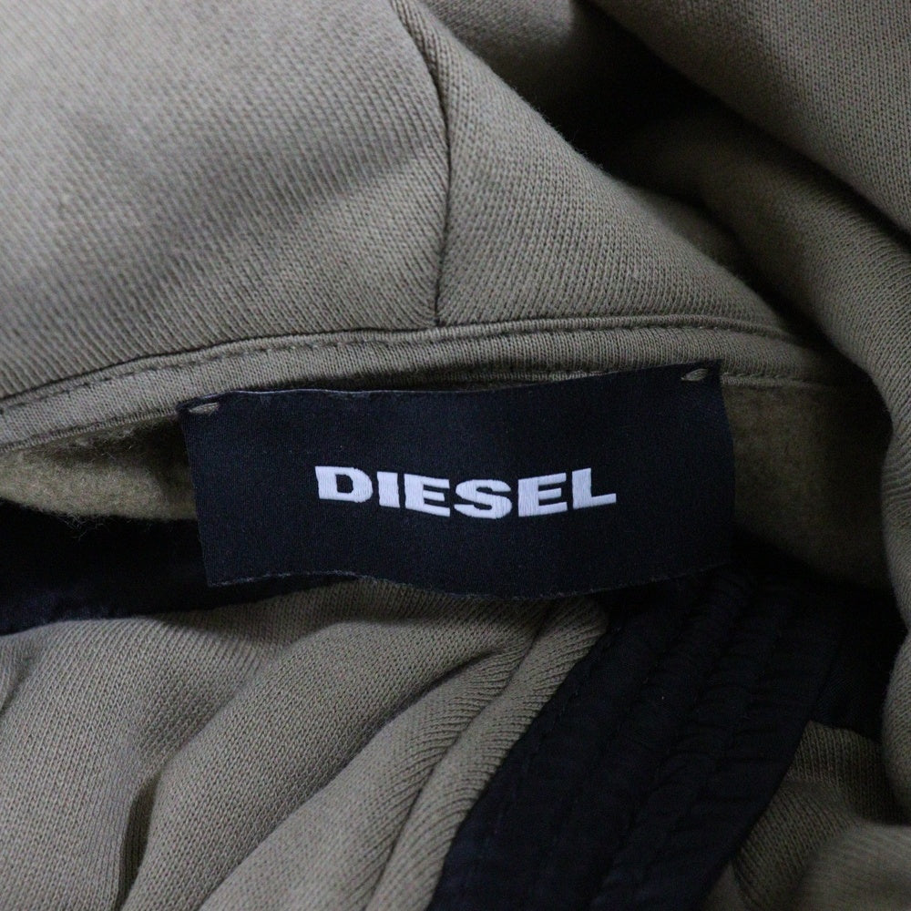 DIESEL(ディーゼル) スウェット切り替え フーデッド ジップアップ 中綿ジャケット ブラック/ベージュ
