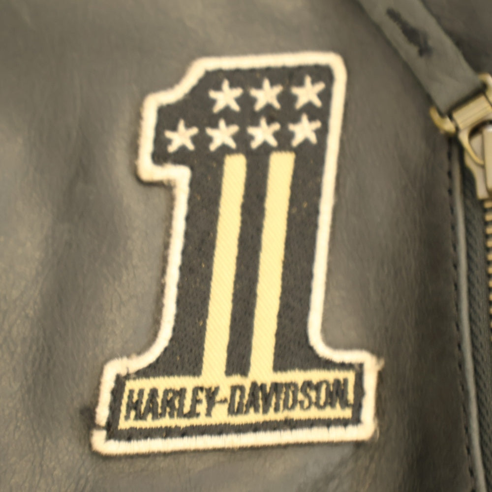 HARLEY DAVIDSON(ハーレーダビッドソン) Arterial Leather Jacket アームライン ロゴワッペン レザーライダースジャケット ブラック 98001-20VM