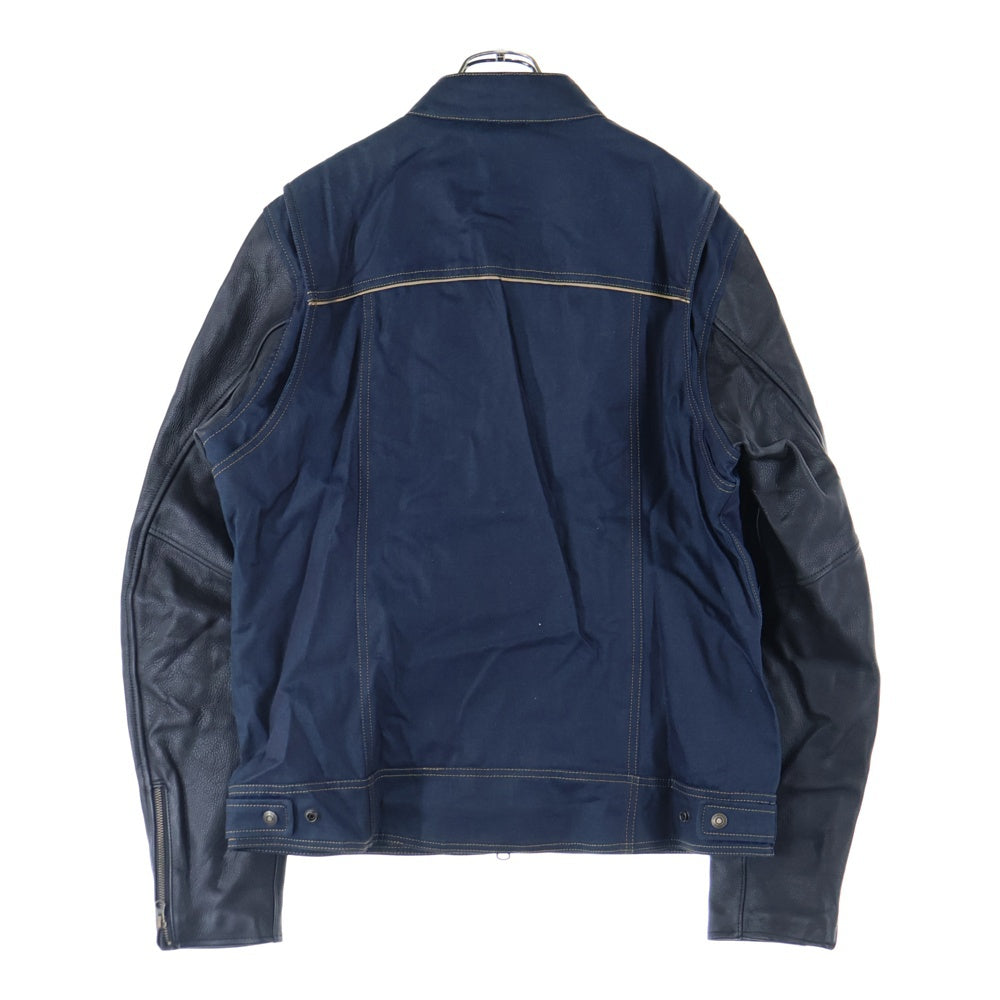 HARLEY DAVIDSON(ハーレーダビッドソン) Arterial Denim Jacket レザー切り替え ワッペンロゴ ジップアップ デニムジャケット ネイビー/ブラック 98122-20VM