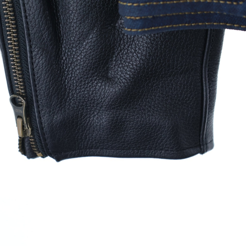 HARLEY DAVIDSON(ハーレーダビッドソン) Arterial Denim Jacket レザー切り替え ワッペンロゴ ジップアップ デニムジャケット ネイビー/ブラック 98122-20VM