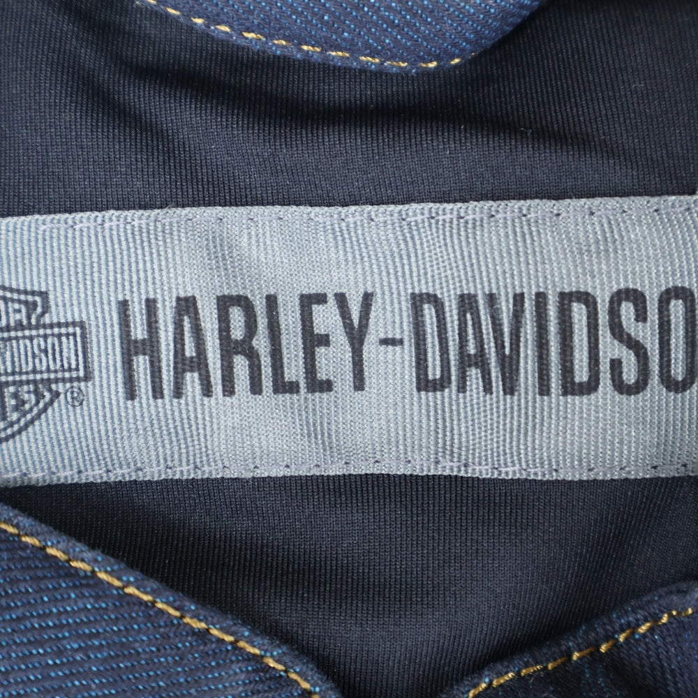 HARLEY DAVIDSON(ハーレーダビッドソン) Arterial Denim Jacket レザー切り替え ワッペンロゴ ジップアップ デニムジャケット ネイビー/ブラック 98122-20VM