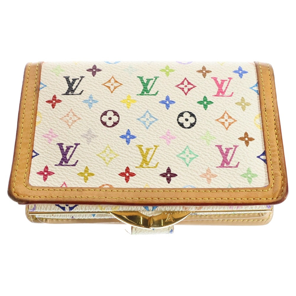 LOUIS VUITTON(ルイヴィトン) モノグラムマルチカラー ポルトフォイユ・ヴィエノワ ウォレット 二つ折り財布 コインケース ホワイト×ブラウン ゴールド金具 レザー×PVC M92987