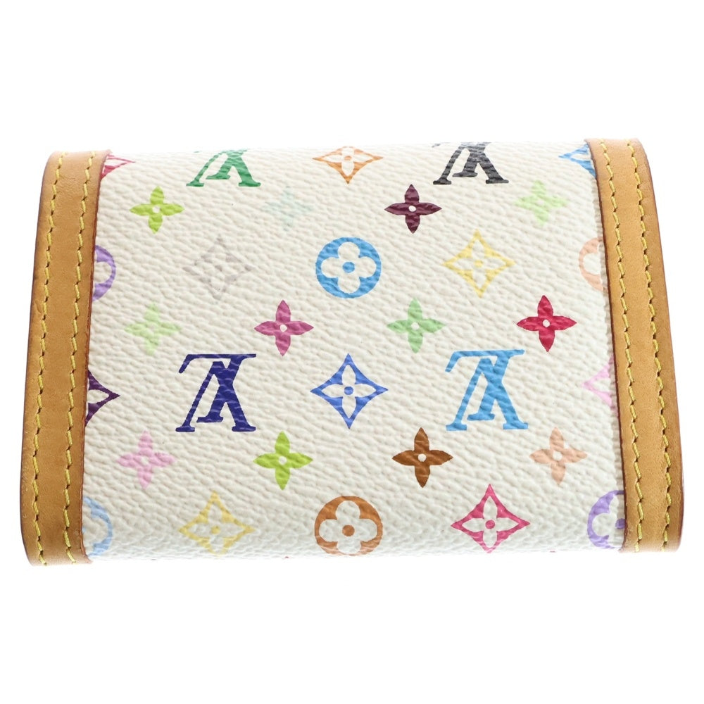 LOUIS VUITTON(ルイヴィトン) モノグラムマルチカラー ポルトモネ・プラ コンパクトウォレット 三つ折り財布 コインケース ホワイト×ブラウン ゴールド金具 レザー×PVC M92657
