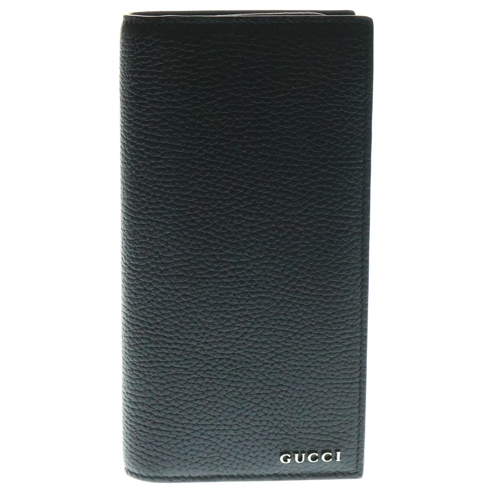 GUCCI(グッチ) ロゴ ジップロングウォレット 二つ折り長財布 ブラック レザー 795296