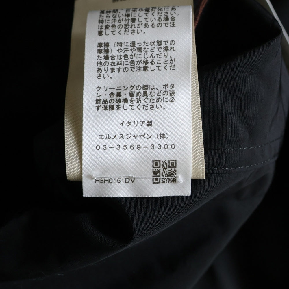 HERMES(エルメス) 25AW クルー ド セル ウィンドブレーカー セリエボタン ドローストリング ウール ポリエステル ジップアップ ジャケット ブラック