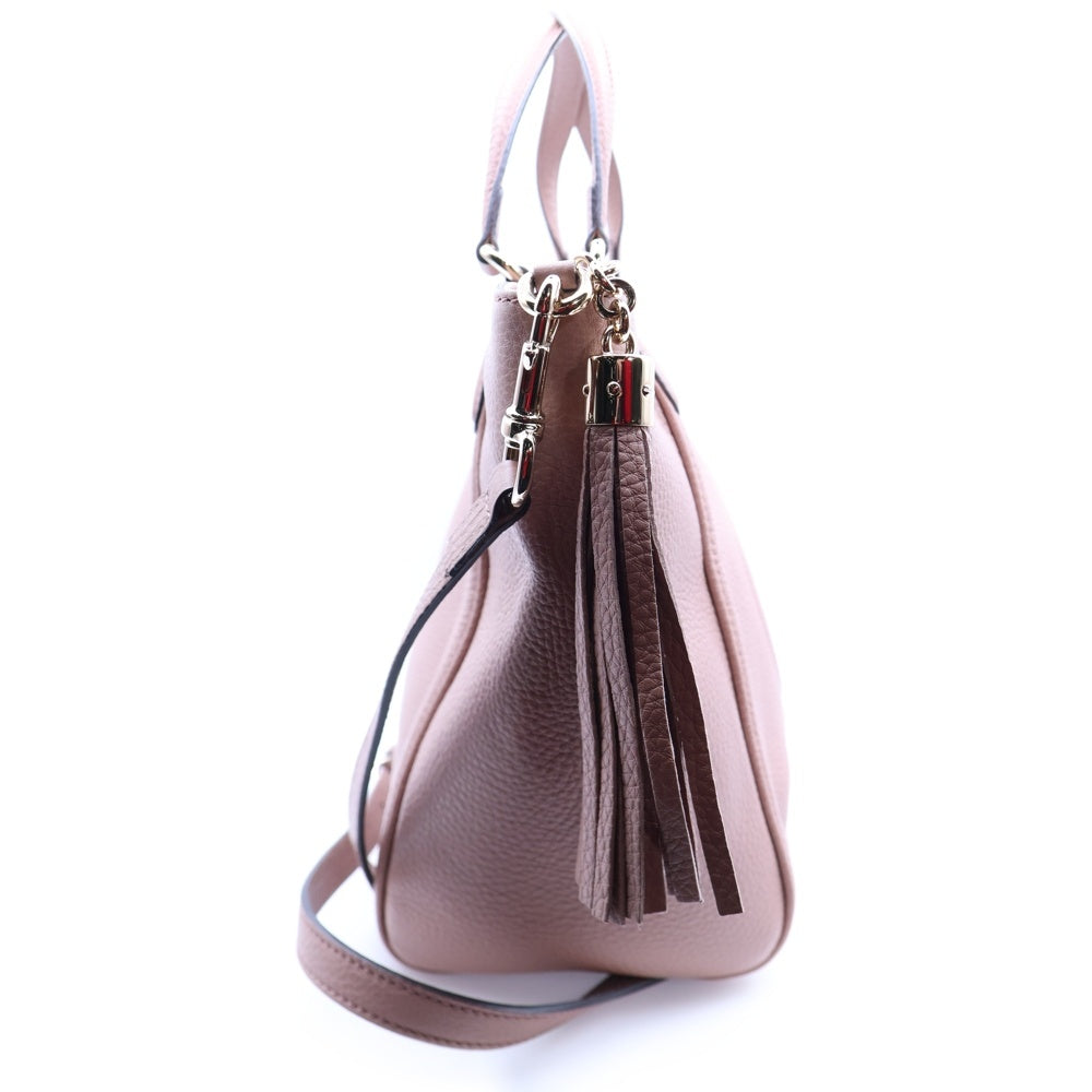 GUCCI(グッチ) GGロゴ ソーホー インターロッキング 2WAY タッセル付レザーハンドバッグ ショルダーバッグ ピンク レディース 369176