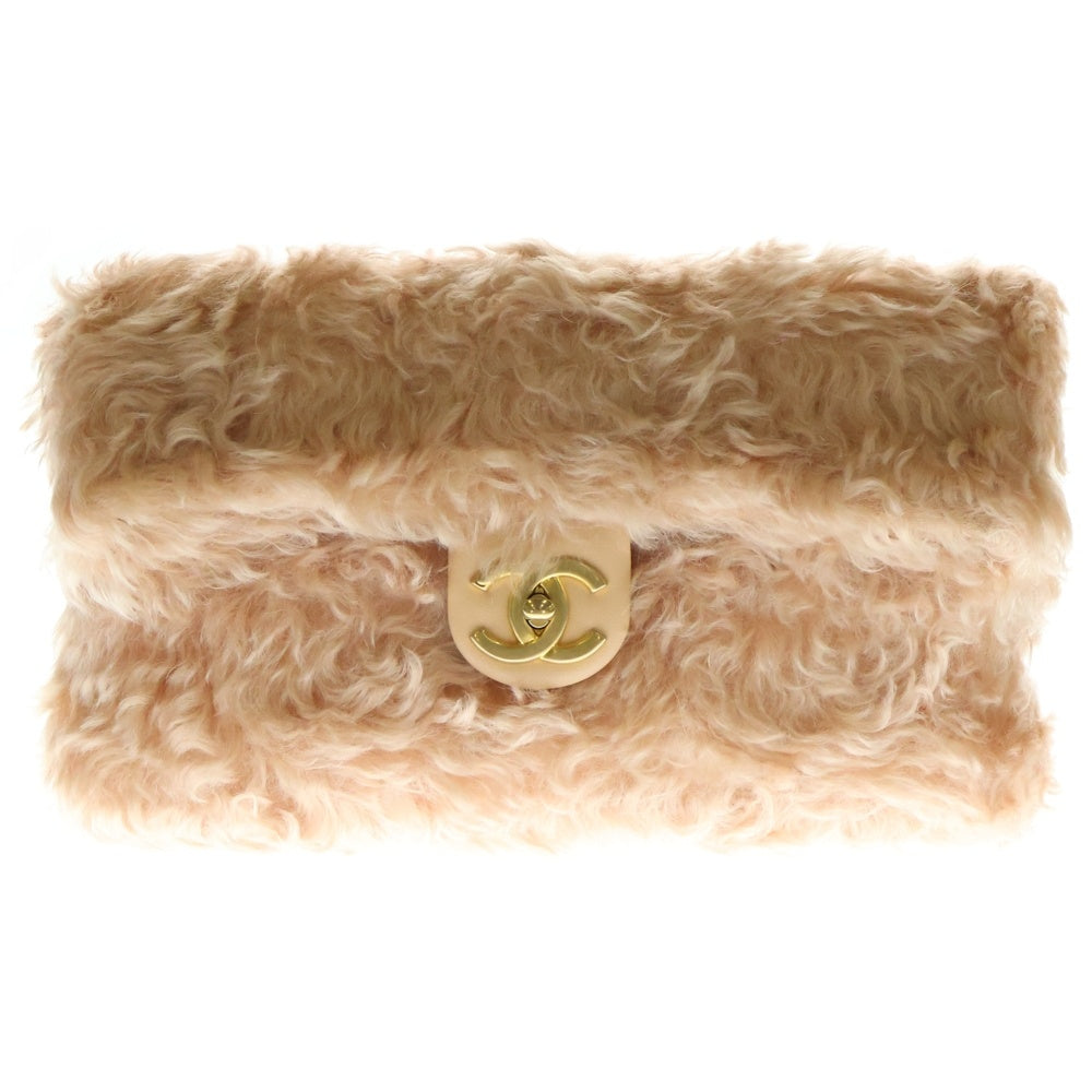 CHANEL(シャネル) ココマーク ファンタジーファー チェーンショルダーバッグ フルフラップ ピンク ゴールド金具