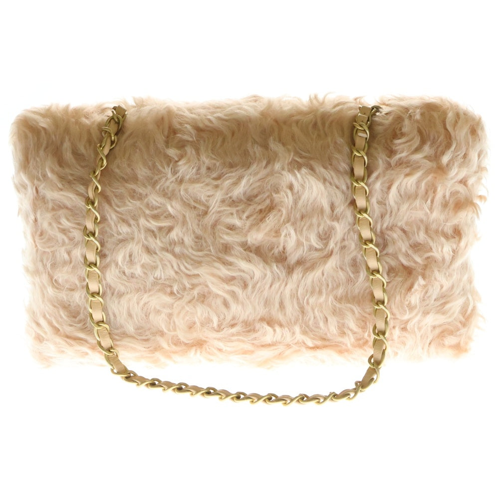 CHANEL(シャネル) ココマーク ファンタジーファー チェーンショルダーバッグ フルフラップ ピンク ゴールド金具