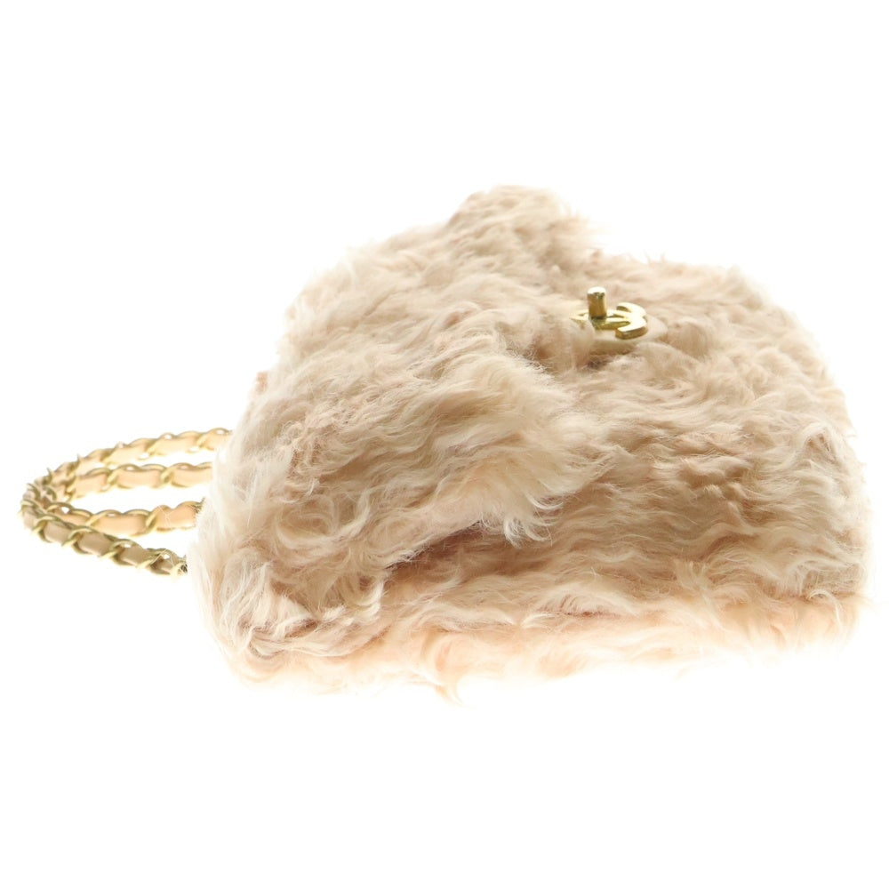 CHANEL(シャネル) ココマーク ファンタジーファー チェーンショルダーバッグ フルフラップ ピンク ゴールド金具