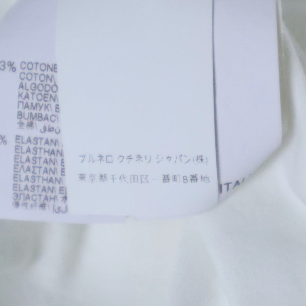 BRUNELLO CUCINELLI(ブルネロクチネリ) モニーレ装飾 ラインストーン クルーネック 半袖Tシャツ カットソー ホワイト レディース