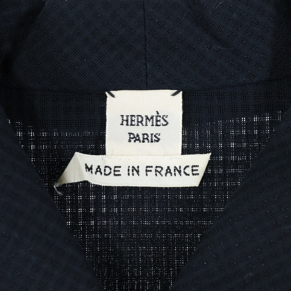HERMES(エルメス) Hロゴ刺繍 シースルー コットン 半袖シャツ ブラック レディース