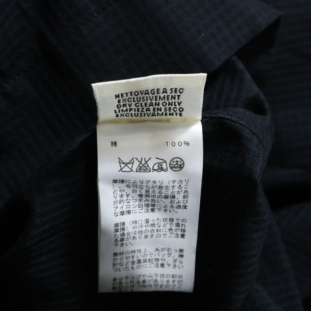 HERMES(エルメス) Hロゴ刺繍 シースルー コットン 半袖シャツ ブラック レディース