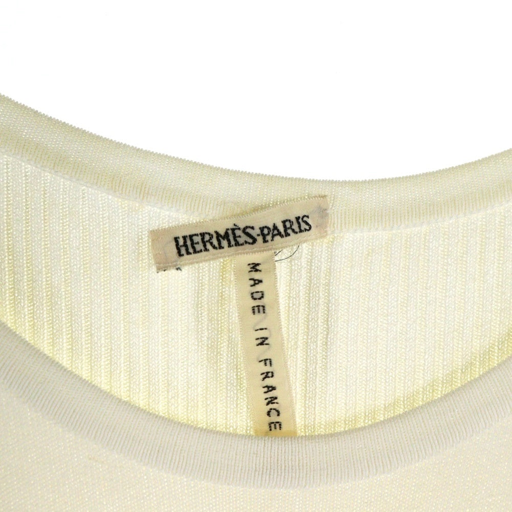 HERMES(エルメス) マルジェラ期 ビスコース レーヨン リブ ニット ノースリーブ タンクトップ カットソー ホワイト レディース