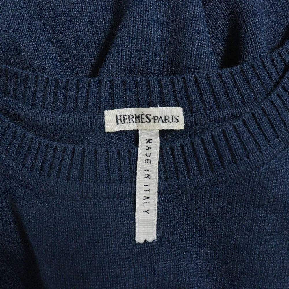 HERMES(エルメス) マルジェラ期 カシミヤ コットン クルーネック 半袖ニット セーター ブルー