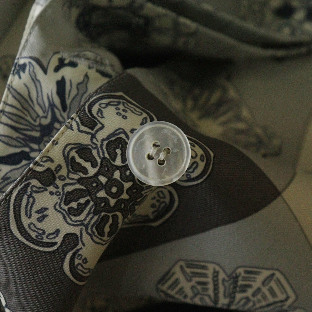 HERMES(エルメス) スノーフレーク 雪の結晶総柄プリント シルク ノースリーブ ジャケット ジレ ベスト グレー/ライトブルー