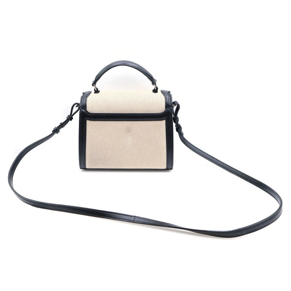 SAINT LAURENT PARIS(サンローランパリ) カサンドラ トップハンドルミニ 2wayバッグ ブラック キャンバス×レザー シルバー金具 622930 レディース