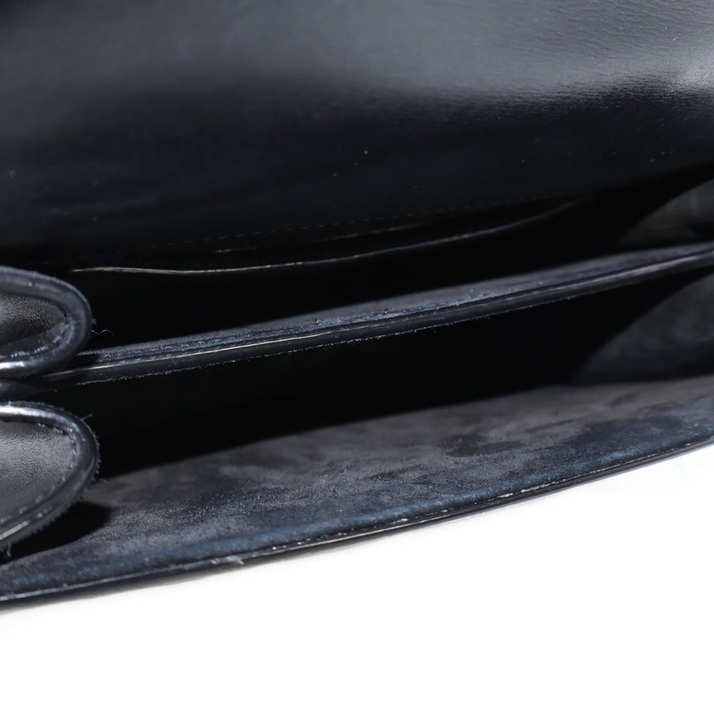 SAINT LAURENT PARIS(サンローランパリ) カサンドラ トップハンドルミニ 2wayバッグ ブラック キャンバス×レザー シルバー金具 622930 レディース