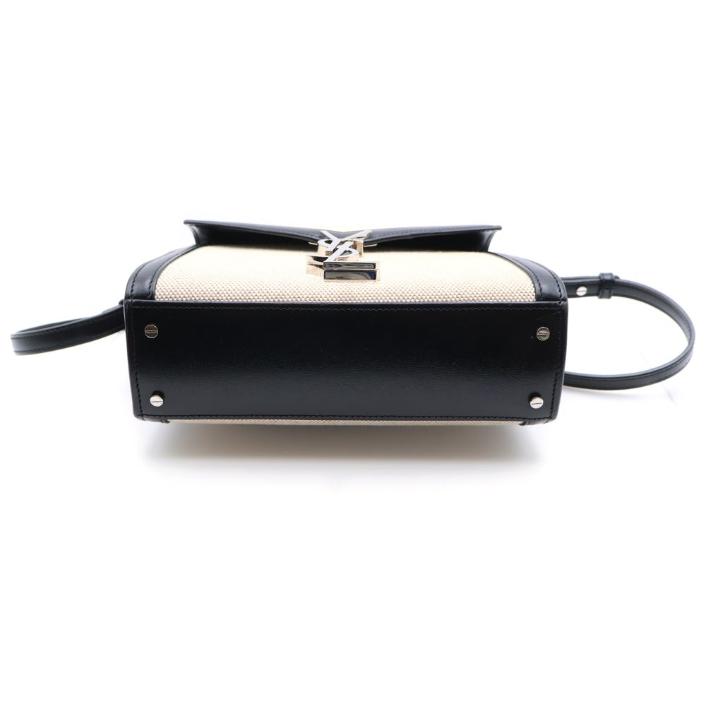 SAINT LAURENT PARIS(サンローランパリ) カサンドラ トップハンドルミニ 2wayバッグ ブラック キャンバス×レザー シルバー金具 622930 レディース