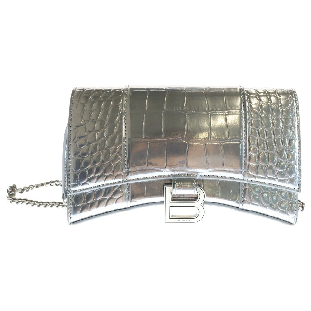 BALENCIAGA(バレンシアガ) アワーグラス チェーンショルダーバッグ ショルダーウォレット ミニバッグ シルバー レザー 656050