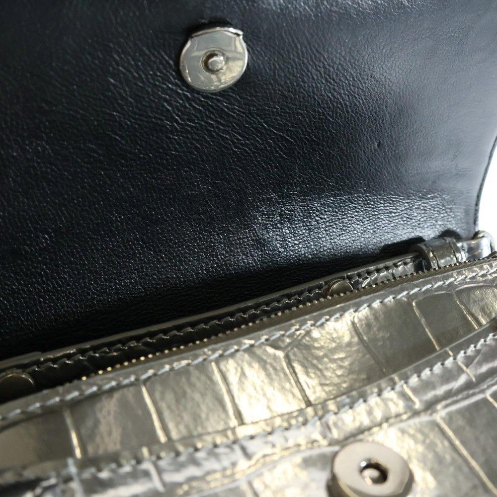 BALENCIAGA(バレンシアガ) アワーグラス チェーンショルダーバッグ ショルダーウォレット ミニバッグ シルバー レザー 656050